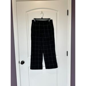 Madewell Slim Emmett Wide-Leg Crop Black Plaid Pants Size 4